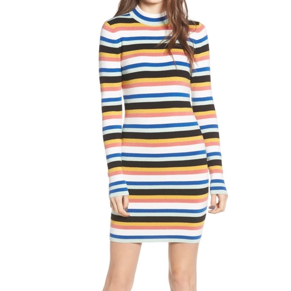 BP. Stripe Mock Neck Sweater Dress 1X